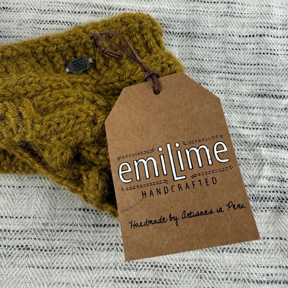 NEW EmiLime Girl's Alpaca Winter Headband Olive Green‎ Twist Warm Soft